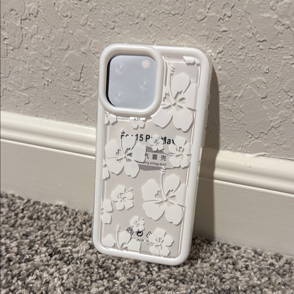 Floral White Phone Case for iPhone 15 Pro Max